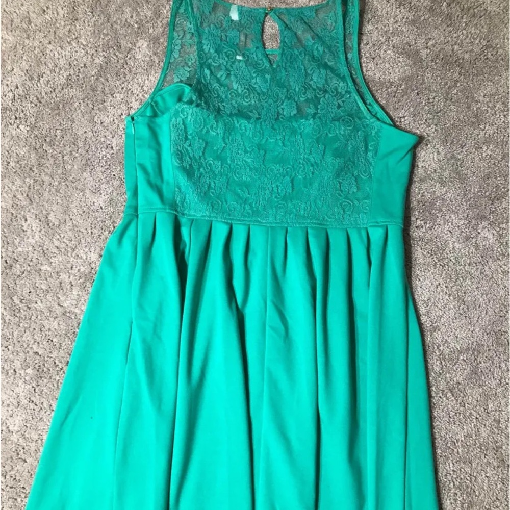 Lauren Conrad Turquoise Knee Length Beautiful Dress Lace top